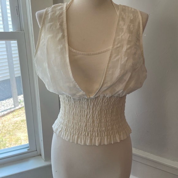 Anthropologie Tops - Anthropologie, Maeve Cream Smocked Puff Sleeve Blouse Size Medium